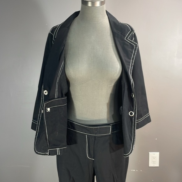 Cotton Ginny stylish black white stitching 2 piece suit.  13 P pants L blazer - Picture 8 of 17